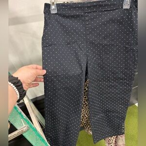 White Dot Black Cropped Pants